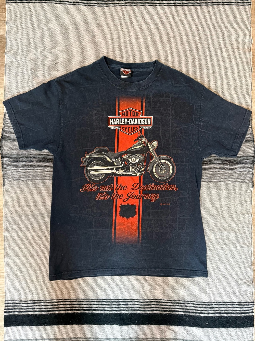 Harley-Davidson Black and Orange Motorcycle Graphic Tee